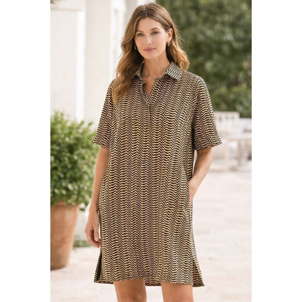 NWT Madison Mathews Popover Dress 100% Cotton Size M